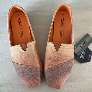 NEW TOMS Alpargata Slip On Shoes Brown Multi Digital Ombré Woven Flats Size 6